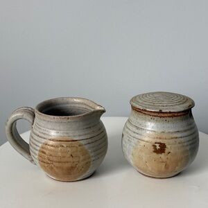 Rustic Pottery Sugar and Creamer Set